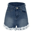 thumbnail image 3 of Flmaly shorts for women with Pockets Water Resistant Womens Summer Denim Shorts Lace Trim Mid Rise Stretchy Jean Shorts Casual Trendy Butt Lifting Mini Denim Shorts for Women Walking Athletic Workout, 3 of 3