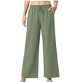 thumbnail image 3 of BRGZLK Women's Palazzo Pants Elastic Waistband Adjustable Lace Up Pocket Solid Color Pants Flowy Travel Wide Leg Pants 2026 Casual Summer Loose Beach Lounge, 3 of 7