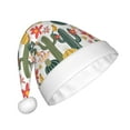 thumbnail image 2 of KLL Christmas Hats for Adults Plush Summer Cactus With Blooming Print Santa Hat Xmas Fluffy Santa Claus Hat for Women Men, 2 of 6
