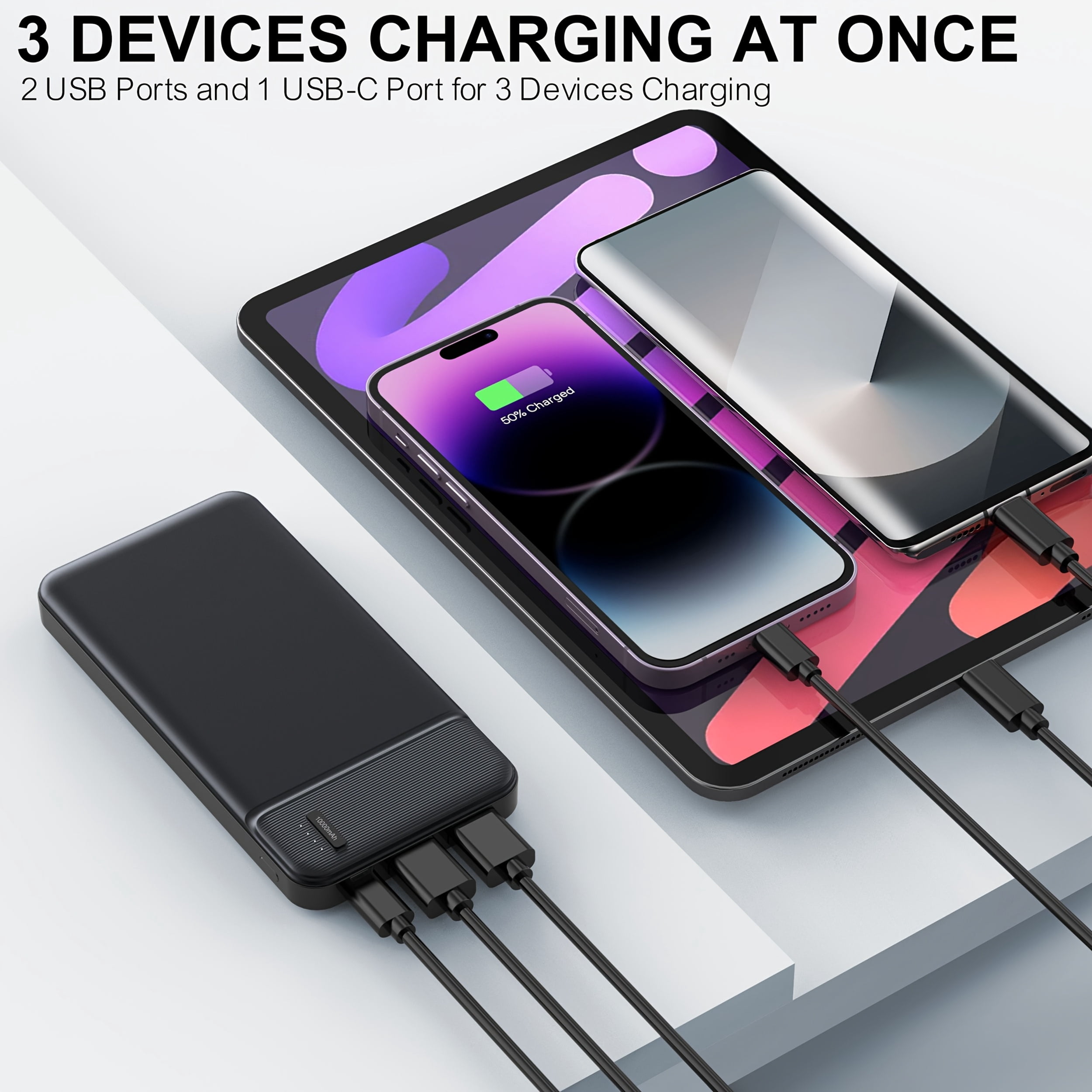 10000mAh Portable Charger Power Bank PD 22.5W Battery Pack Quick Charge 3.0 for Smartphones, Tablets, Heated Clothes, And More USB Devices. Great Gifts Choice.