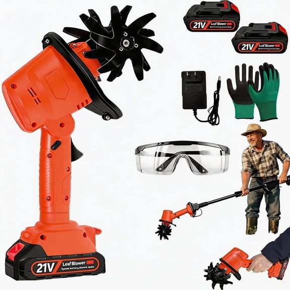 BN-LINK Cordless Tiller Cultivator, 360RPM Electric Garden Tiller, with Batteries & Charger, Garden Rototiller for Lawn/Gardening/Soil Cultivation