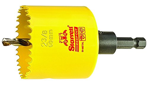 Starrett ADCH0238 HSS Bi-Metal, Deep Cut Hole Saw with Arbor, 2-3/8 inch - 60mm Diameter