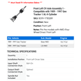 thumbnail image 2 of Front Left CV Axle Assembly 1 - Compatible with 1989 - 1997 Geo Tracker 1.6L 4-Cylinder 1990 1991 1992 1993 1994 1995 1996, 2 of 2
