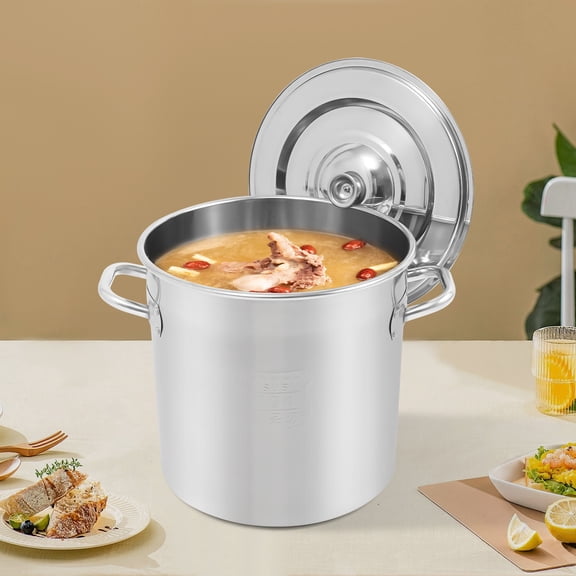 ToppiJoy Stainless Steel Stockpot, Pots for Cooking Soup with Lid and Anti-scald Handle, Cookware Large Cooking Pot for Stewing and Store Fruits Vegetables (21L/22.2Qt)