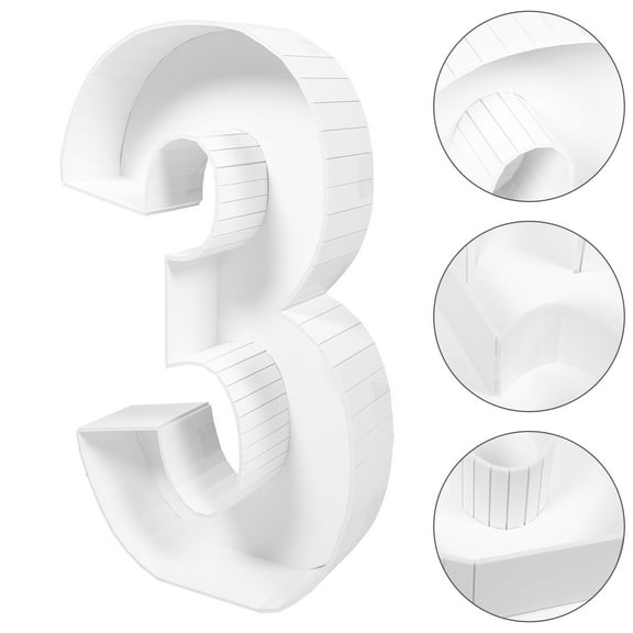 HONMEET Balloon Box Number Sign 3 Balloon Frame White Board 1Pcs for Birthday