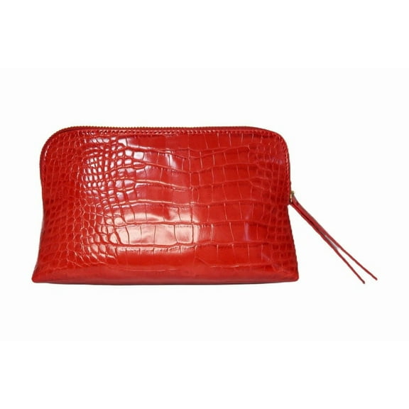 RittZi Crimson Rêve Crocodile Cosmetic Bag – Elegant Red Makeup Organizer with Vegan Premium Crocodile Texture, Travel-Ready, Spacious Design
