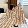 thumbnail image 2 of Mantas de doble cara cómodas de piel sintética con plumas de hilo para sofá, manta ligera de punto con cable para sofá, silla, cama, 2 of 6