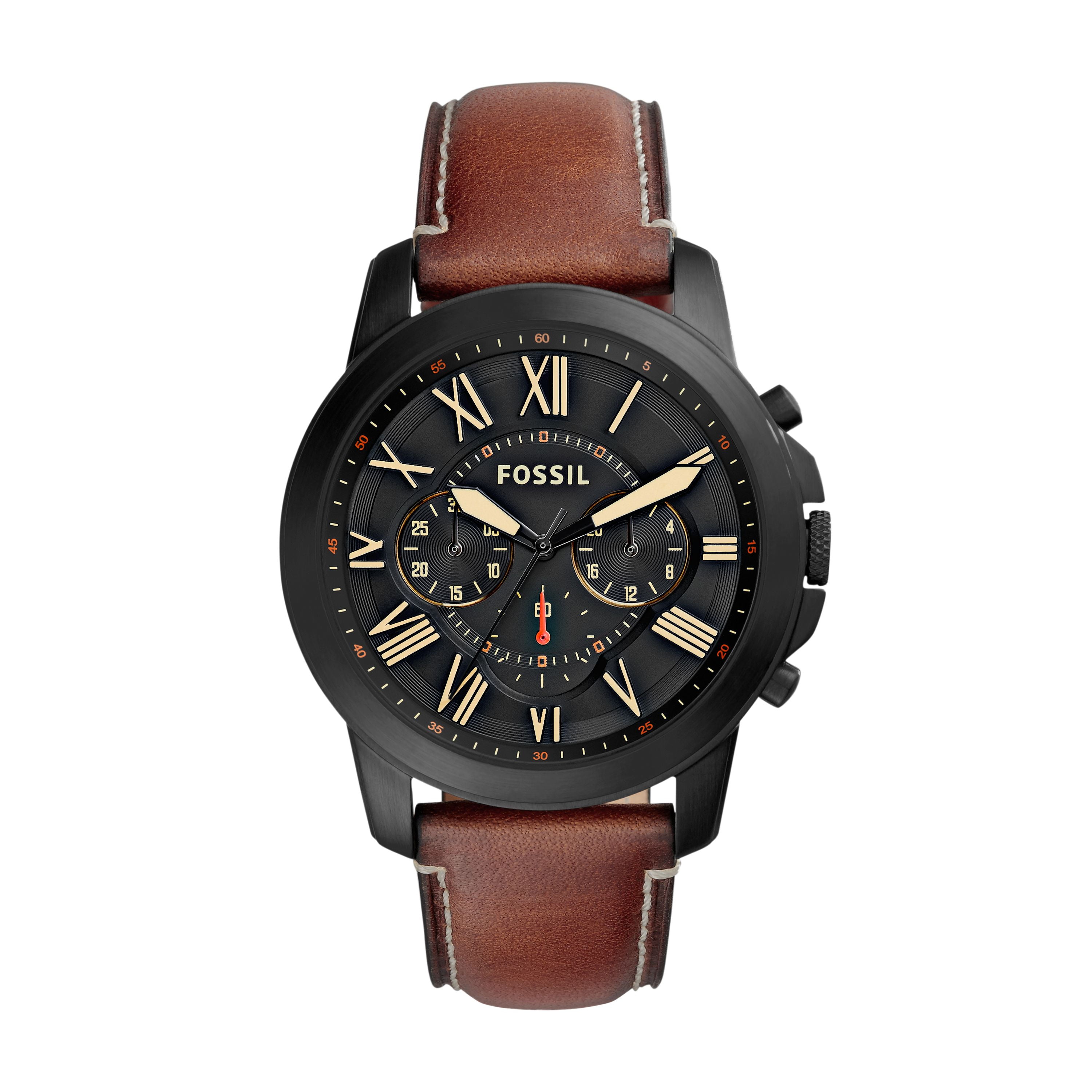 Fossil Men Grant Brown Leather Strap Watch (Style: FS5241) - Walmart.com