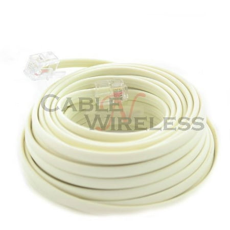 Cable N Wireless Beige 25 Feet Phone Line Cord Telephone Extension Cable RJ-11 Plug (US (Best Wireless Deal For 2 Lines)