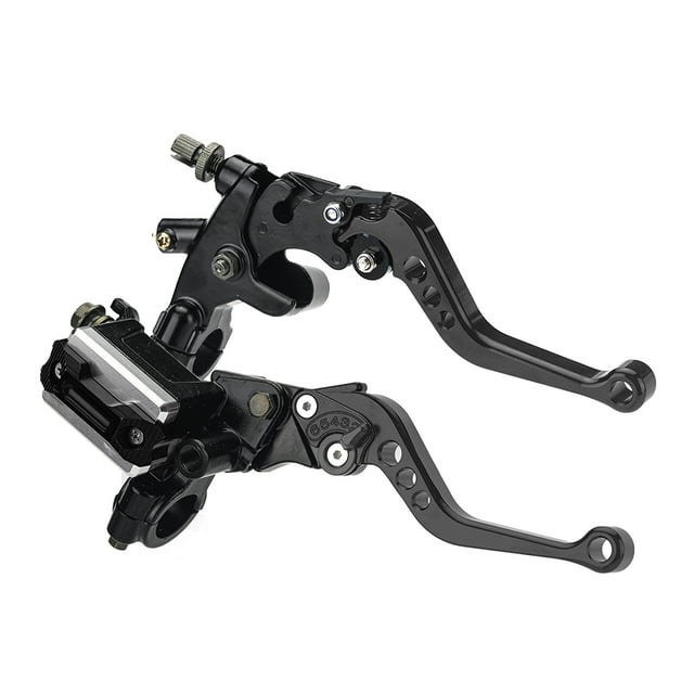 Tignapoo Universal CNC Aluminum Motorcycle Brake Lever Set with 16mm Piston, 7/8" Handlebar Fit, Anodized Black, Compatible with DOT3/DOT4 Brake Fluid