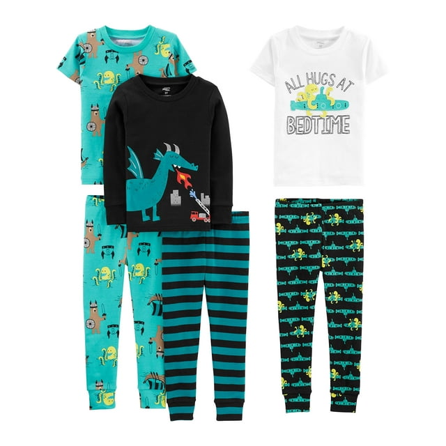 Conjunto de pijama Simple Joys de Carter's Boys, 6 piezas, algodón 2T