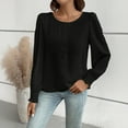 thumbnail image 2 of VISALY Womens Long Sleeve Shirts Crewneck Pullover Tops Swiss Dot Dressy Casual Blouses Lace Trendy Fashion Tops Comfy Basic Tees Shirts Plain Tshirts Business Casual Spring Tops Fall Outfits Black L, 2 of 6