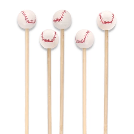 BambooMN 4.7 Decorative Sports Ball End Bamboo Cocktail Fruit Sandwich Picks Skewers for Catered Events Holiday s Restaurants or Buffets Party Supplies Baseball 100 Pieces