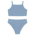 thumbnail image 3 of TTAO Kids Girls Tankini Bikini Set Swimming Wear Basic Sleeveless Crop Top Bra with Swim Shorts Briefs Blue 12, 3 of 6