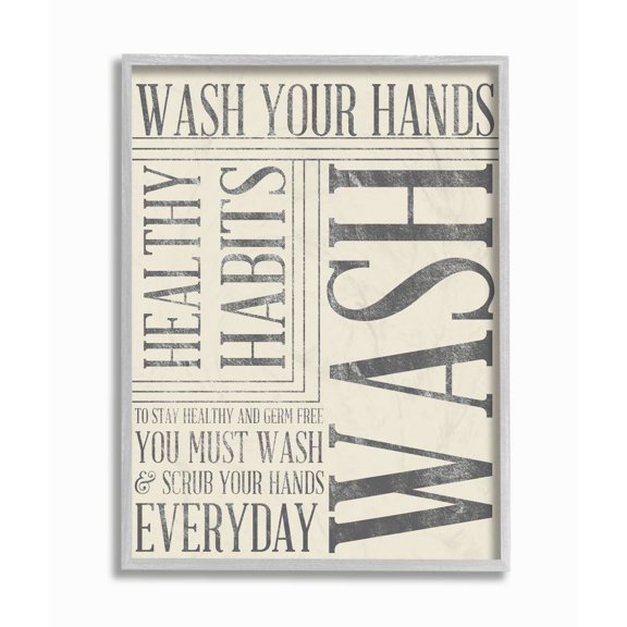 Stupell IndustriesStupell Industries Wash Your Hands Typography Bathroom Wall ArtFramed Wall Art by Sd Graphics Studio