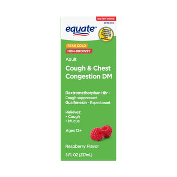 Equate Tussin Cough and Chest Congestion DM, Raspberry Flavor, 8 fl oz