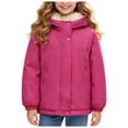 thumbnail image 6 of Kogui Rain Jacket Girls Girls Fleece Lined Jacket Warm Windproof Hooded Zip Up Kids Winter Coat with Pockets Sizes 1-14Y (Hot Pink,11-12 Years), 6 of 7