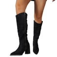 thumbnail image 5 of Women's Chunky Heel Knee High Boots, Fall Winter Pointed Toe Chunky Heel Side Zipper Boots with Breathable Lining, Trendy Footwear for Daily Leisure, 5 of 7
