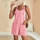 thumbnail image 3 of Gibobby Monos de Moda Mono corto con cuello redondo y bolsillo para mujer(Rosa， XXXL), 3 of 5