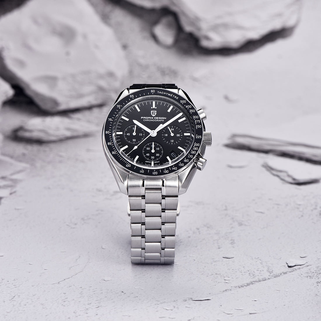 PAGANI DESIGN Men's Quartz Watches 40mm New Release full Stainless Steel Waterproof Sports Chronograph Wrist Watch for Men Sapphire Dial Glass