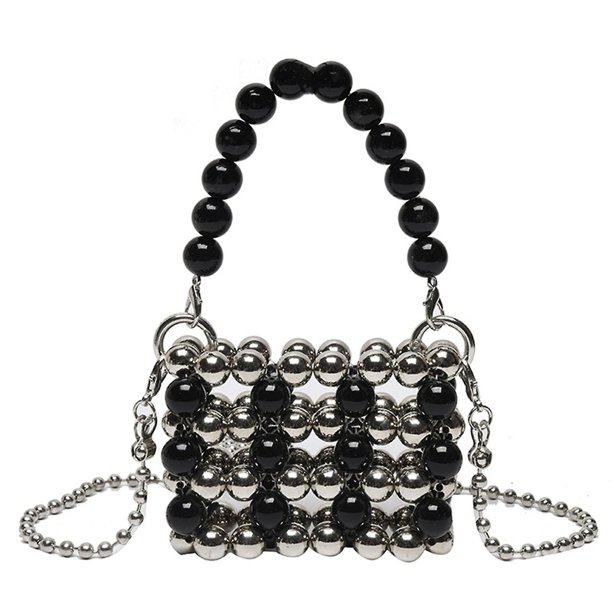 Winter E Bolso bandolera de perlas Bolso clutch con cuentas blancas Bolso bandolera de perlas