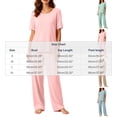 thumbnail image 2 of Solid Color Womens Crew Neck Pajama Set Short Sleeve Top Wide Leg Pants Soft Comfy Casual Pjs Lounge Sleepwear Lightweight Summer Home Two Piece Pajama Set, 2 of 8