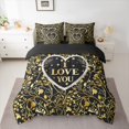 thumbnail image 2 of jejeloiu Happy Valentine's Day 7 Pieces Bedding Comforter Set,Gold Leaves Full Bedding Set For Men Women Reversible, 2 of 8