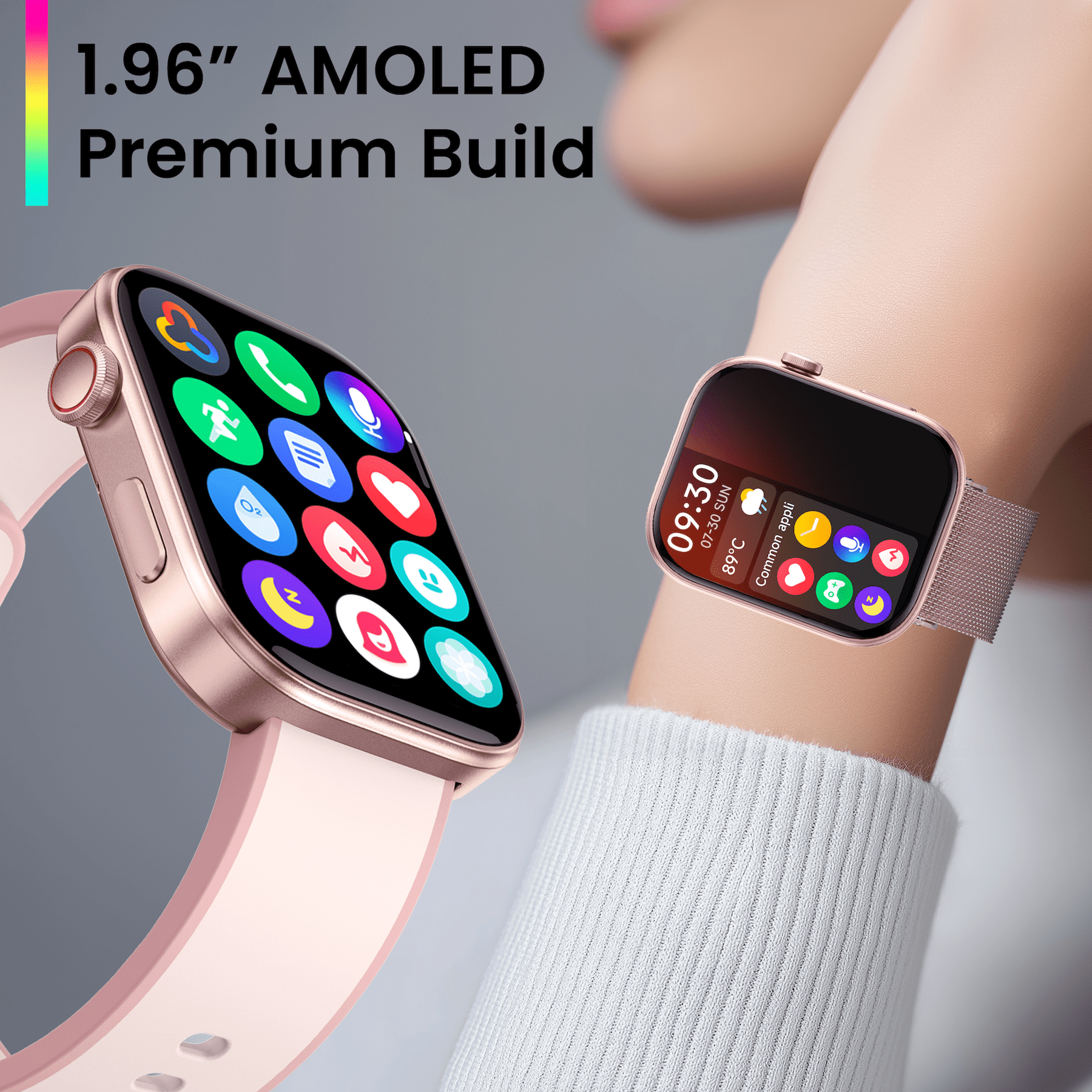 MiracoRun Smartwatch for Women, 1.99-inch AMOLED,  Bluetooth Calls and Texts, 3ATM Waterproof Fitness Tracker for Android & iPhone