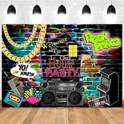80's 90's House Party Backdrop Hip HopTheme Party Decorations Graffiti Brick Wall Fresh Prince Music Rock Background Banner Photo Studio Props