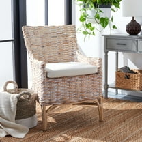 SAFAVIEH Cristen Rattan Parson Chair w/ Cushion, Natural White