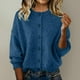 thumbnail image 1 of AUNVITO Women's Slim Fit Long Sleeve Button Front Cardigan Sweater with Round Neck Casual and Elegant Style, 1 of 5