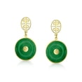 thumbnail image 2 of Bling Jewelry Womens Asian Green Jade Dangle Gemstone Earrings 14K Gold Plated, 2 of 5
