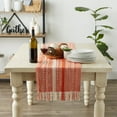 thumbnail image 2 of Contemporary Home Living Braided Stripes Table Runner with Knotted Tassels - 108" - Yam Orange and, 2 of 3