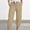 Khaki, variant on Women's Palazzo Pants High Waist Pocket Loose Harem Wide Leg Linen Trousers Pants for Women Green S