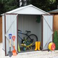 thumbnail image 2 of Outdoor Storage Shed, Sesslife 6 x 4 Ft Galvanized Steel Tool Storage House with Lockable Door, Vents, Wall Hooks, Outside Garden Storage Room with Sloping Roof for Backyard Lawn, White, 2 of 15