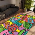 thumbnail image 5 of LaModaHome Non-Slip Rug Popular Red Rug: Graffiti Dancing Design Washable Mat Child Stain Resistant Living Room Kitchen Carpet - Size: 3,9X3,3ft(120X100cm), 5 of 5