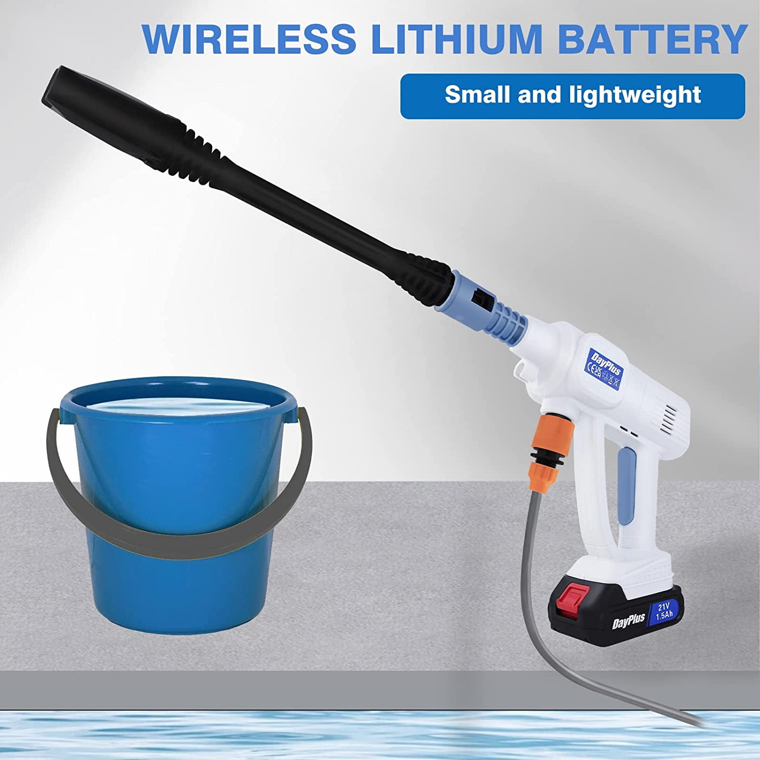 Power Washer, 21V Cordless Pressure Washer Car Wash Power Cleaner with 1.3Ah Battery, 6-in-1 Nozzle, Electric Pressure Washer for Outdoor Wall Floor Window Cleaning, Portable High Pressure Cleaner