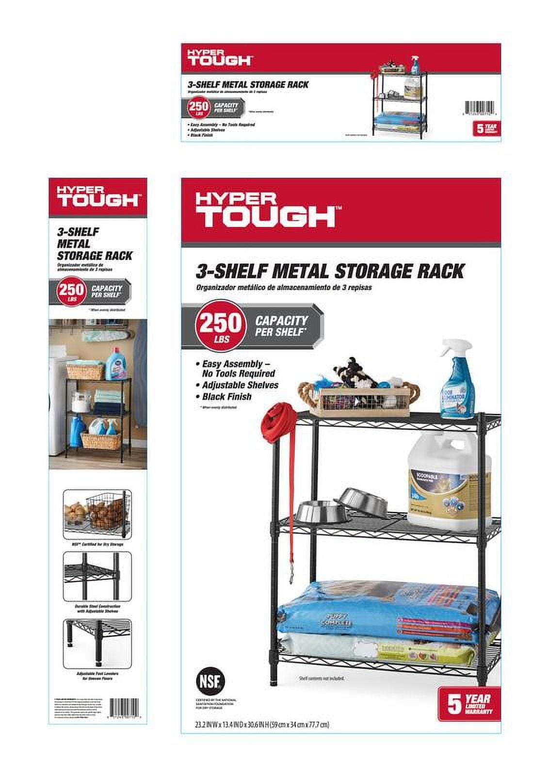 Hyper Tough 3-Tier Steel Wire Storage Shelf Unit, Black, 23.2 in W x 13.4 in D x 30.6 in H, 750 lb Total Capacity