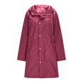 thumbnail image 6 of TKLPEHG Rain Jackets for Women Long Sleeve Hooded Waterproof Raincoat Button Long Rain Coat Outdoor Windbreaker (Hot Pink,S), 6 of 8