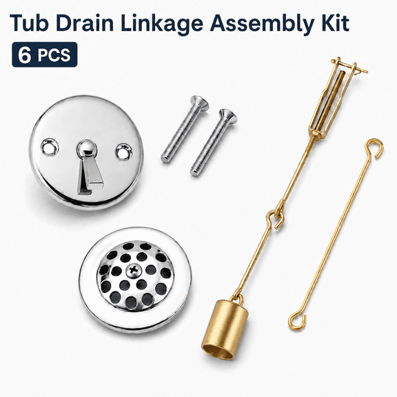 TAVENE Tub Drain Linkage Assembly with Strainer Done Cove and Trip Lever, Fit for Trip Lever Bath Tub Waste and Overflow Drain by