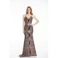 thumbnail image 1 of Angel-fashions Sequin V Neck Formal Party Gown Spaghetti strap Court Mermaid Long Evening Dress Medium, 1 of 6