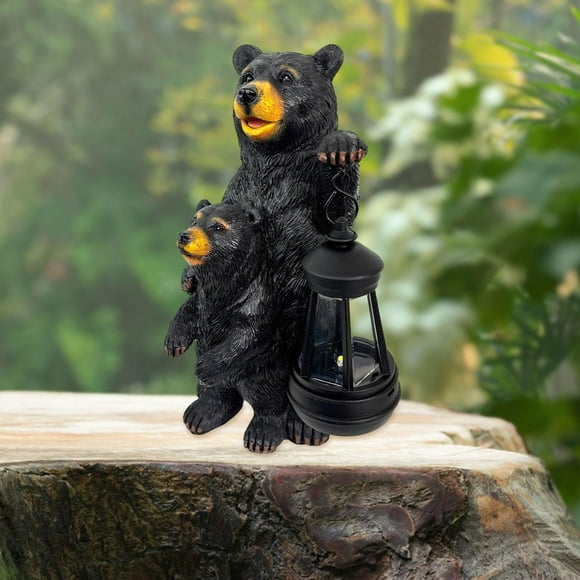 Estatua de madre oso bebé para jardín, luz solar, figura para exteriores, linterna, accesorio de iluminación, decoración de patio para ,