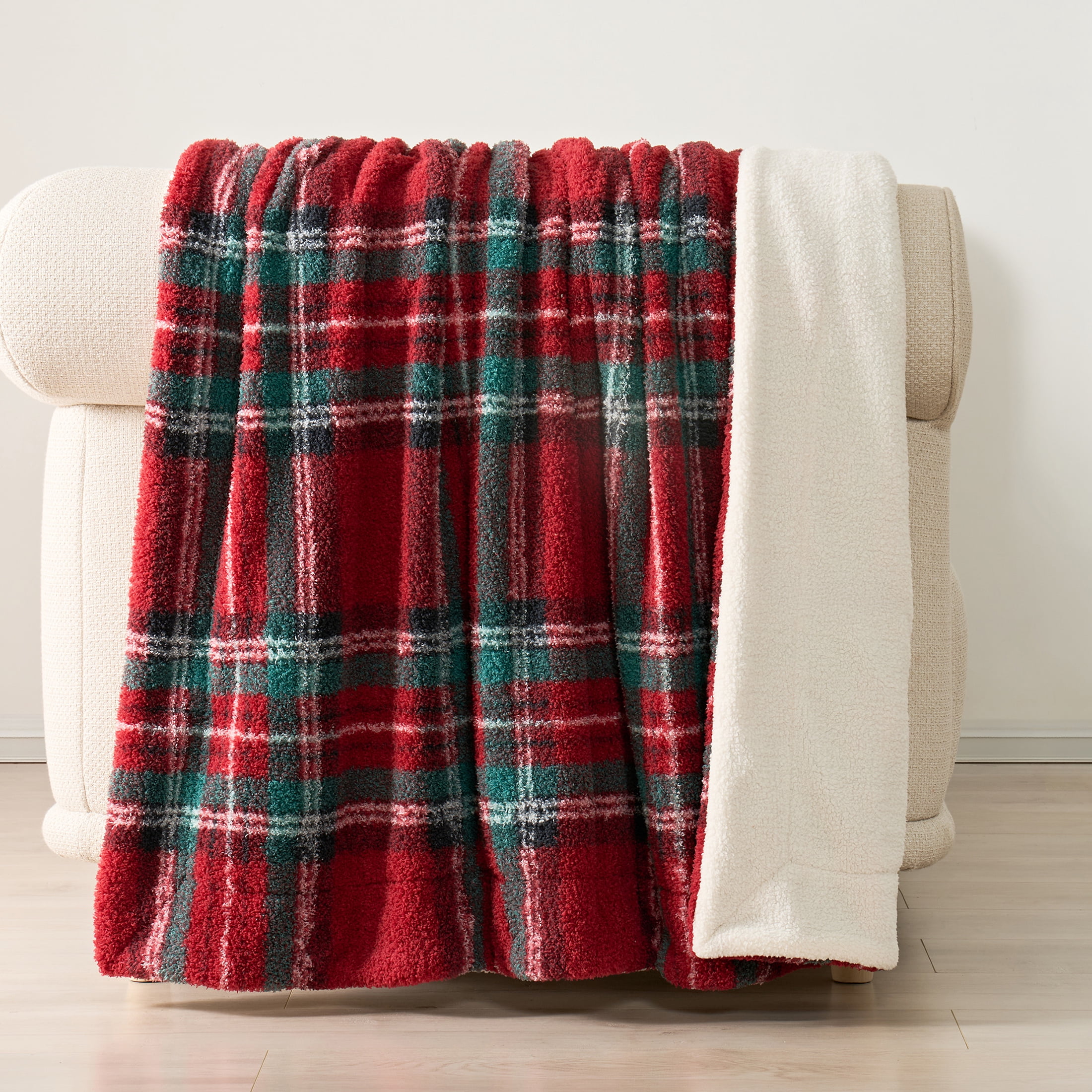 Evergrace Cozy Christmas Throw Red Check 50"x72"
