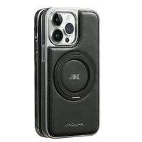 Designed for iPhone 16 Pro Max PU Leather Case, [Compatible with MagSafe] with 360° Adjustable Magnetic Stand, Shockproof Back Slim Protective Phone Case for iPhone 16 Pro Max, Black