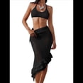 thumbnail image 1 of Traje de Baño de Dos Piezas de Crochet para Mujer, Top de Bikini de Cintura Alta, Falda de de , para Playa. Negro S, 1 of 8