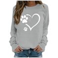 thumbnail image 2 of Fartey Chandail en Molleton de la Saint-Valentin pour Femmes en Liquidation Mode Mignon Imprimé Cœur Col Rond Chandail Décontracté Ample Manches Longues Chandails en Molleton de la Saint-Valentin 2025 Gris, 2 of 4