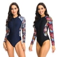 thumbnail image 3 of Women Swimsuit Long Sleeve Printed Zipper Tight Briefs Surfing Suit Swimsuit, 3 of 8