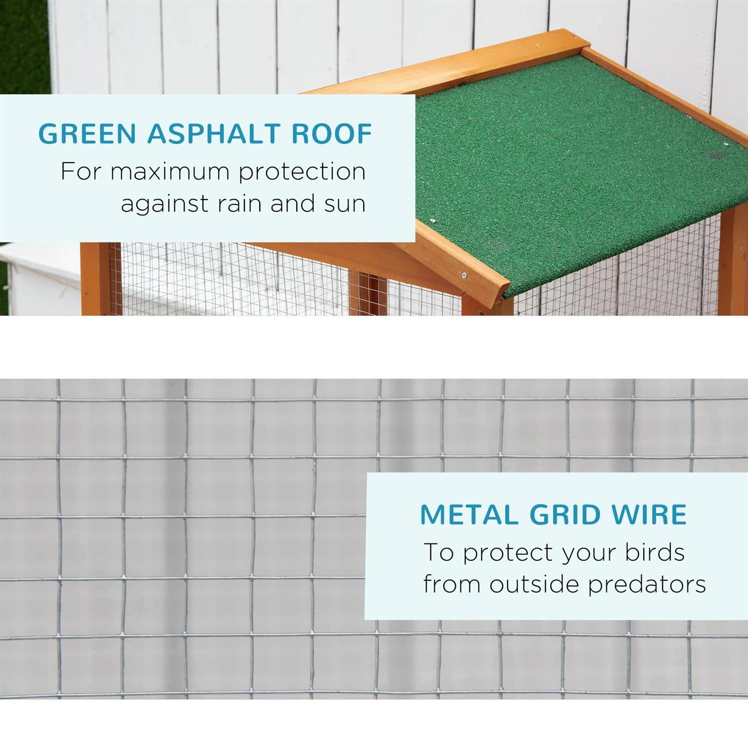 Pefilos Outdoor Bird Aviary, 65" Wooden Birdcage with Pull Out Tray 2 Doors, Ideal for Small Birds, Finches, Orange