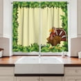 thumbnail image 2 of Ambesonne Thanksgiving Kitchen Curtains, Fresh Leaf Frame, 55"x45", Pale Yellow Green Brown, 2 of 3