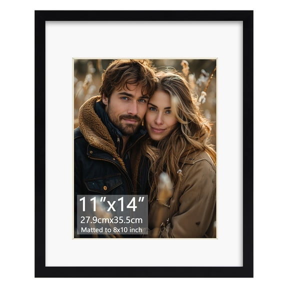 11x14 Picture Frames 1 Pack, 11x14 without Mat and 8x10 with Mat, Black